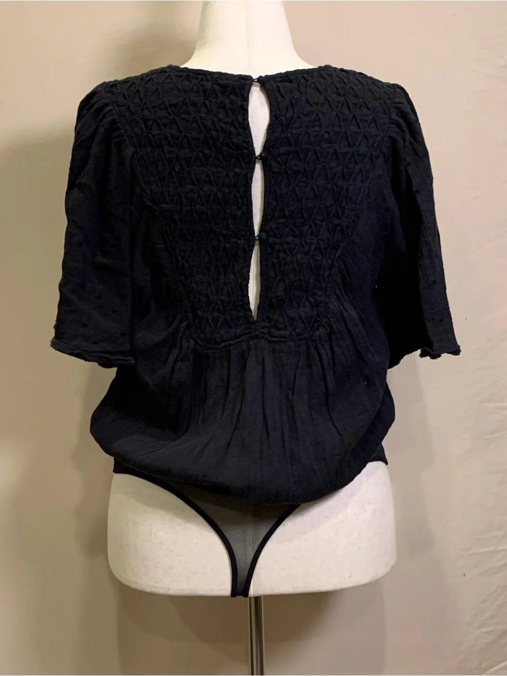 Free People Sheer Panel Textured Bodysuit size M